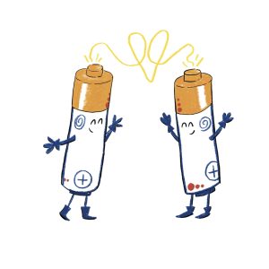 Nieuwe collectie: Batterijtjes wenskaart