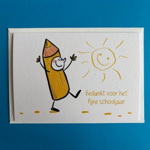 Potlood - juf of meester wenskaart